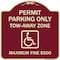 Signmission Permit Parking Tow-Away Zone Maximum Fine Heavy-Gauge Aluminum Sign, 18" L, 18" H, BU-1818-23318 A-DES-BU-1818-23318 - alternate 1